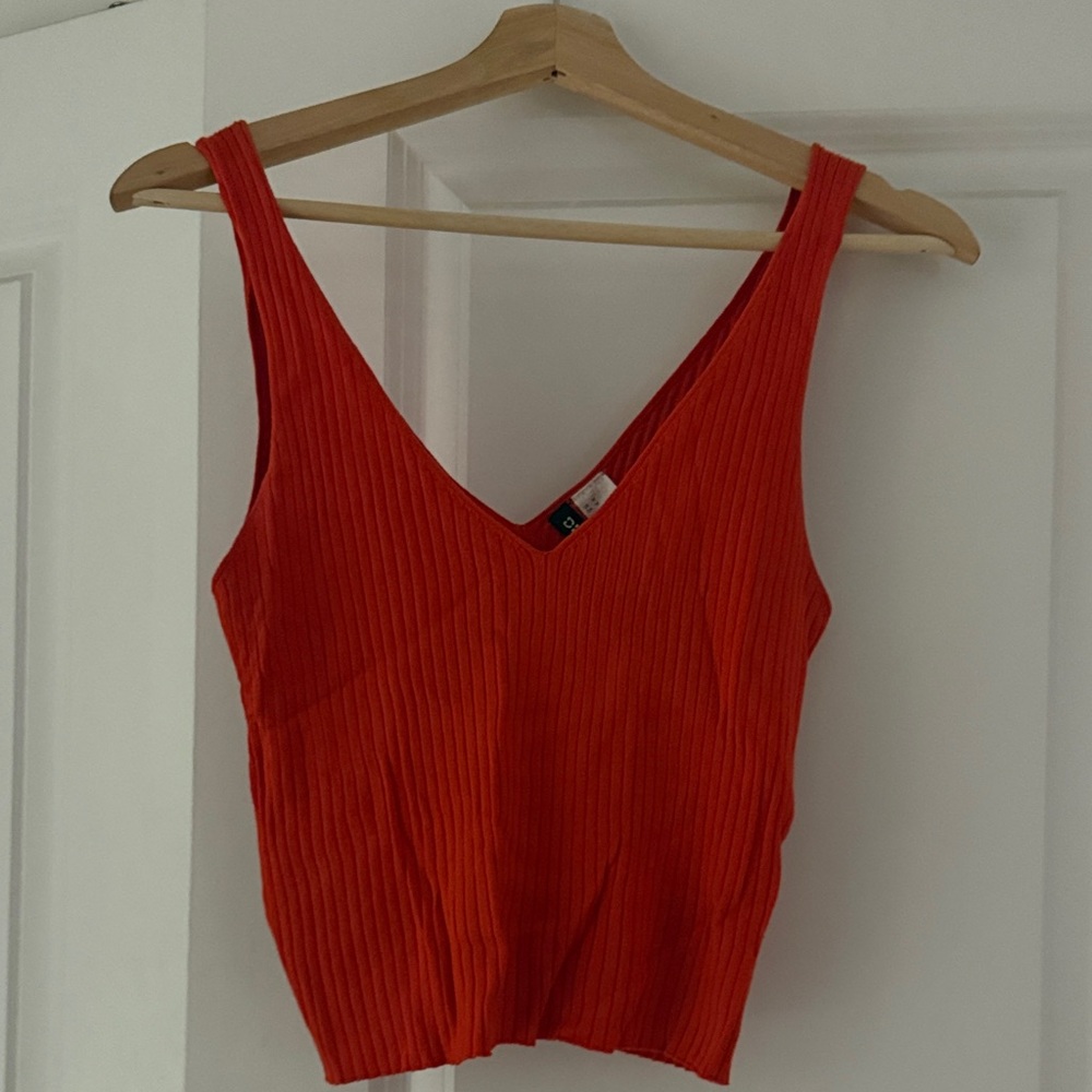 Divided Bright Red Ribbed Tank Top - Picture 1 of 2